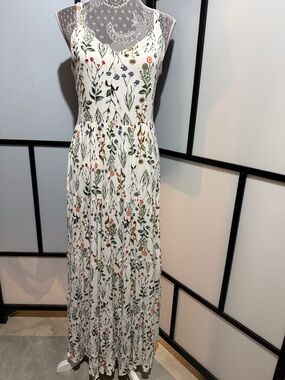Cynthia Rowley White Botanical Print Maxi Dress